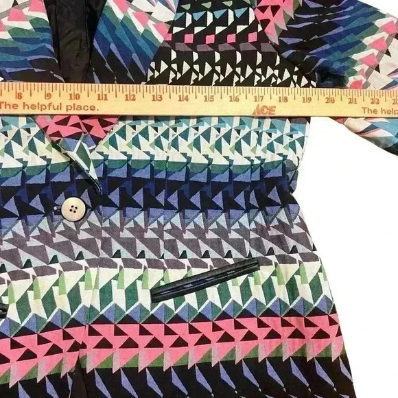 Robert Graham Women’s Blazer Size 6 Colorful Geometric Print Fun Bright Career - Picture 9 of 11
